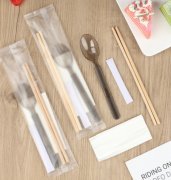 輕食磨砂筷子美式外賣(mài)紙巾一次性餐具四件套牛皮紙?zhí)籽b打包叉勺